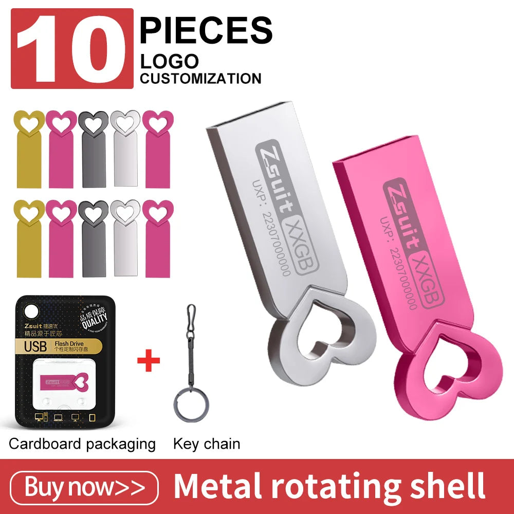 Zsuit 10pcs/lot USB Flash Drives 128GB Pen drive High Speed Metal Pendrive 3.0 16GB 32GB 64GB Free LOGO Flash Memory Drive