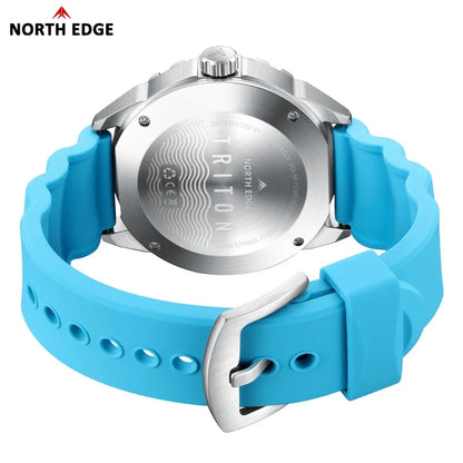 NORTH EDGE Watches for Man TRITON Solar Powered Diving Watch Quartz Wristwatch Stainless Steel Waterproof 300M Luxury Man Watch