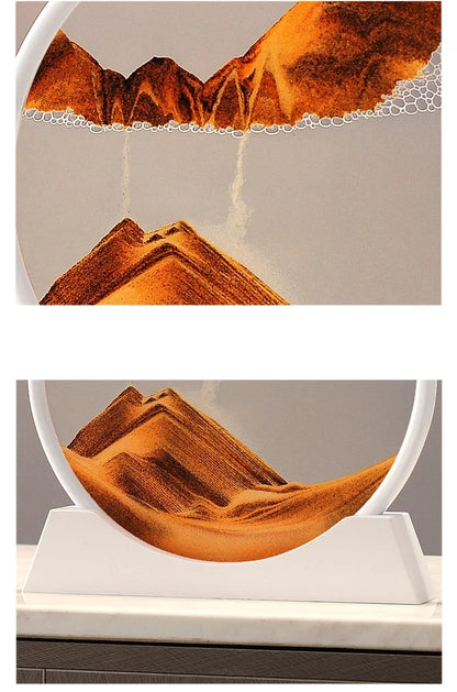 Sandscape Moving Sand Art Picture Round Glass Deep Sea Quicksand Craft Home Decor Gift 3D Liquid Hourglass Flowing Sand Painting