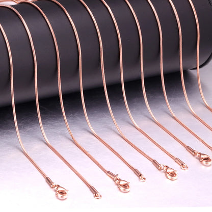 LUXUSTEEL 10Pcs/lot Black Rose Golden Snake Chain 316L Stainless Steel Necklace For Pendants Women Men Accessories Wholesale