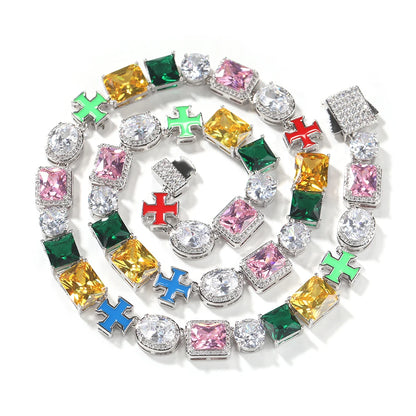 UWIN Iced Out Multi Gemstone Necklaces for Women Men Mixed Shape Colorful Gems Collection Necklace Fashion Hip Hop Jewelry
