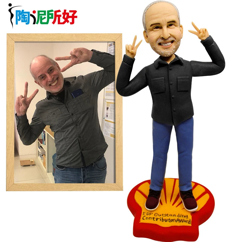 Custom Handmade Bobblehead Figurines, Personalized Clay Dolls figuras Statue Sculpture from photo,Christmas Gift for Husband