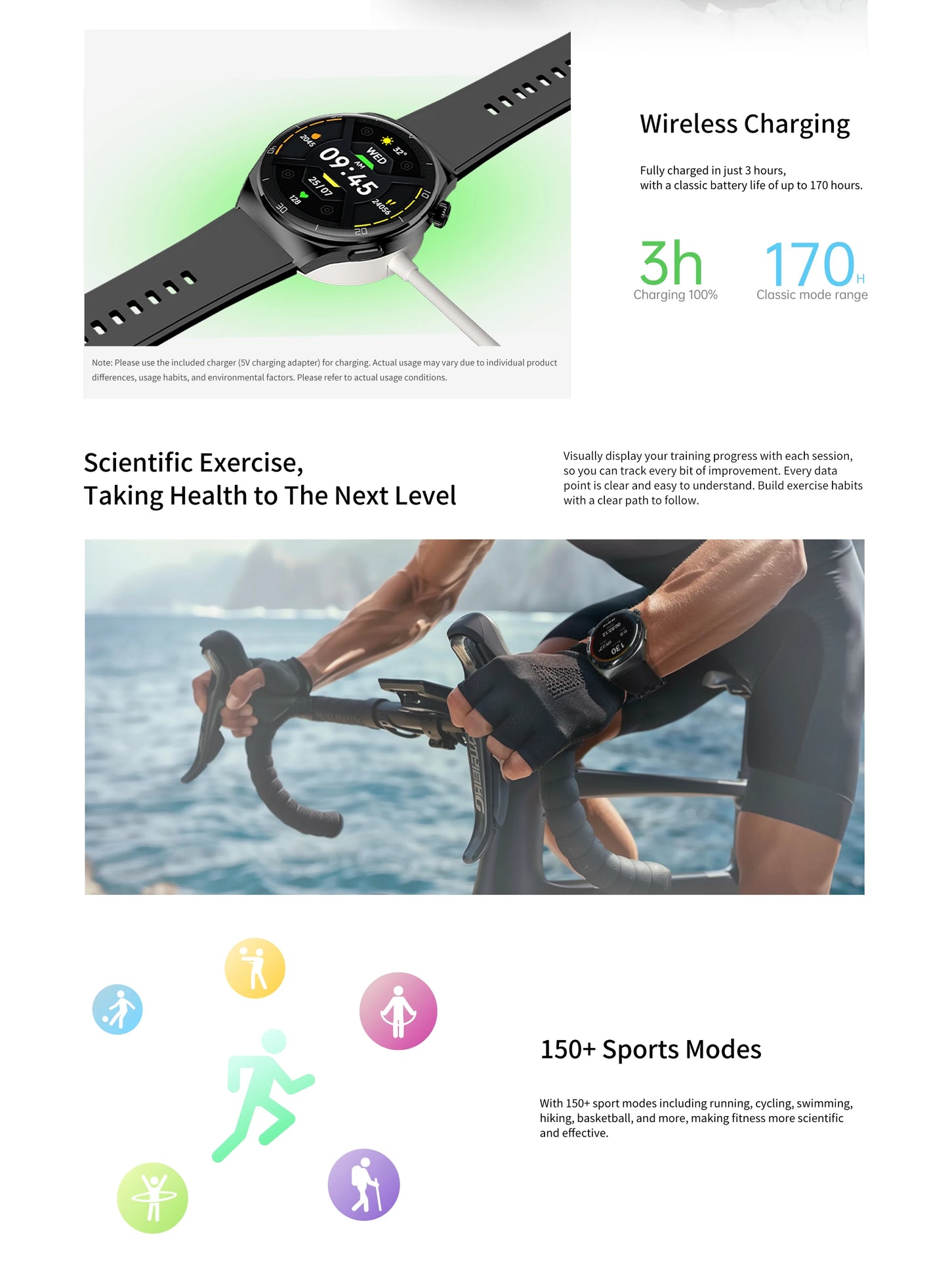 Pinteek Smart watch with AMOLED screen, call, message reminder, music control and other functions, compatible with ios/android