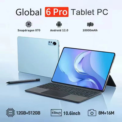 New Global Pad 6 Pro HD Screen 11.6-inch Tablet Snapdragon 870 Android 12 10000mAh 16GB+1TB tablette PC 5G Dual SIM Card Or WIFI