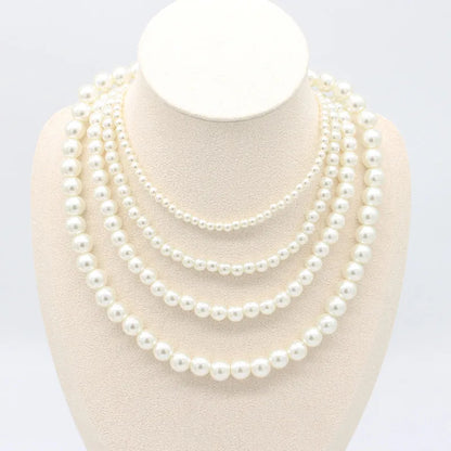 Elegant Round Imitation Pearl Necklace Fashion Women Simple Handmade Strand Bead Clavicle Chain Choker Wedding Jewelry Gift