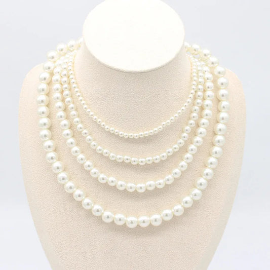 Elegant Round Imitation Pearl Necklace Fashion Women Simple Handmade Strand Bead Clavicle Chain Choker Wedding Jewelry Gift