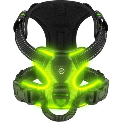 Led luminous Dog Harness No Pull Adjustable Rechargeable Pet Vest Harness Small Medium Large Dogs Outdoor Walking Pet Supplies