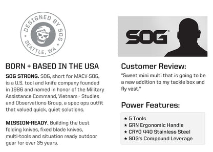 SOG 5 In 1 Mini Compact Multitool Pliers Lightweight EDC Pocket Knife Hunting Fishing Camping Supplies Micro Tools equipment