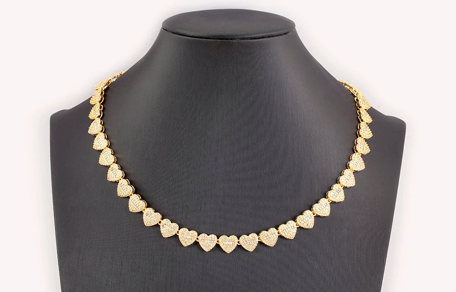 Nidin New Arrival Romantic Heart/Round Shape Shiny Crystal Zircon Chain Necklace For Women Female Valentine's Day Jewelry Gifts