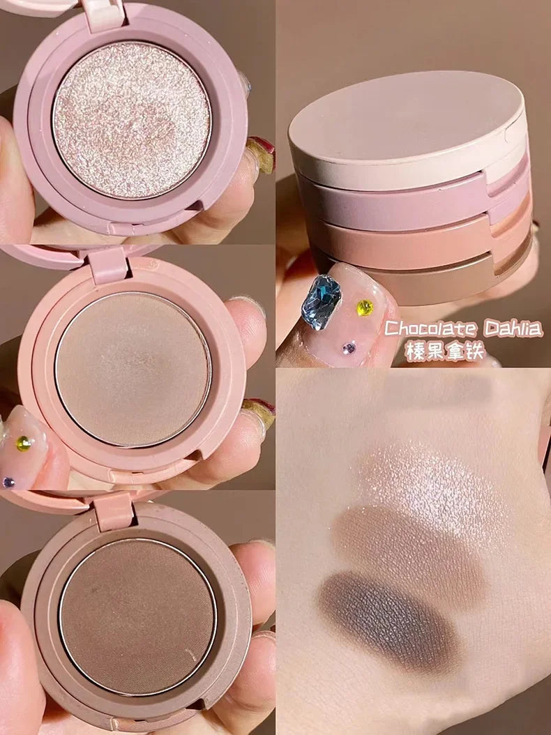 Macaron Three-layer Eyeshadow New Pearlescent Matte Flash Contouring Earth Tone Band Mirror Nose Profile 3-in-1 Makeup Palette