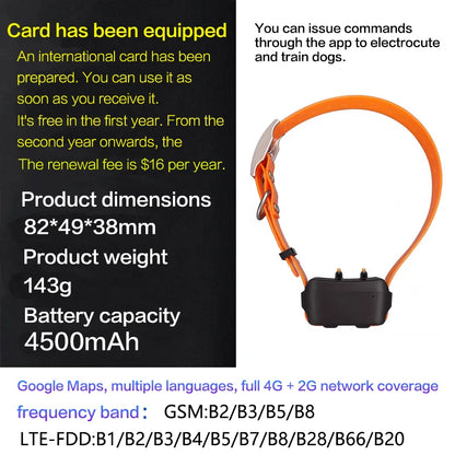 Pet Gps Locator, Hunting Dog Tracker, Dog Training Device, Remote Control, View Via App, Free, Waterproof
