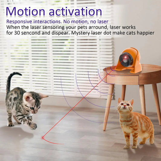 Cat Laser Toys Motion Acticated Responsive Interactions, Mix Fast & Slow Laser Game Multi-Angle Adjustable Rechargeable Pet Toys