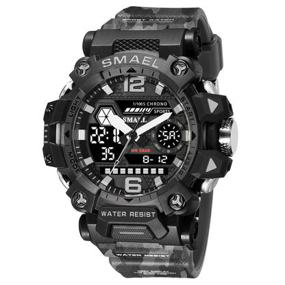 SMAEL New Watches 50m Waterproof Sports Watch Digital 8072 Army Watch Digital Quartz Dual Time Wristwatches LED for Men