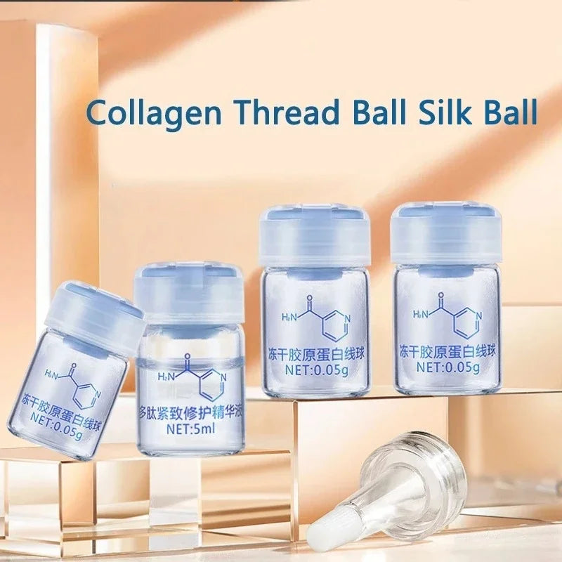 Korea Facial Hydrolyzed Silk Protein Collagen Thread Ball Serum Moisturiz Hydration Lifting Firm Fine Lines Essence SkinCare