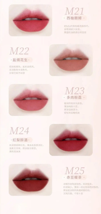 AKF Lip Mud Matte Velvet Soft Mist Lipstick Moisturizing Longlasting High Pigmented Lip Tint Lip Glaze Cosmetics Makeup