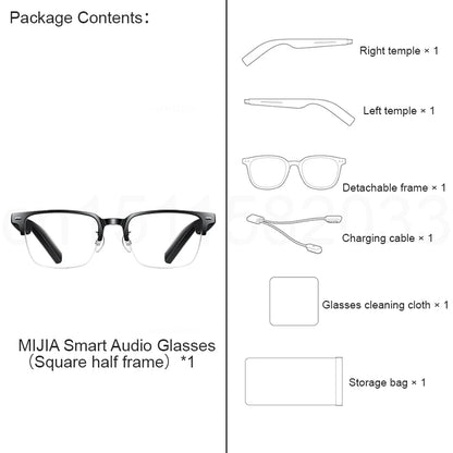 XIAOMI MIJIA Smart Audio Glasses Joyful Edition，Bluetooth 5.2 Headset，Detachable，Long Standby，2h Flash Charge，Anti-leakage Sound
