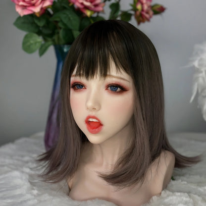 TPE doll single head,TPE material, art cosmetics, male adult toys, simulating female big head, real face, special mouth channel,