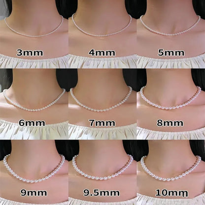 Natural Freshwater Pearl Necklace 7-8mm Irregular Round Pearls Necklaces for Women Lady Love Wedding Choker Jewelry Accessories