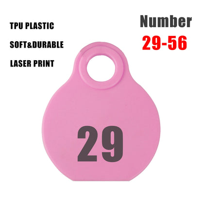 Adjustable Nylon Collar Pet Livestock Hang Tag with Double-sided Serial Number for Farm Livestock Animal Pet Goat Sheep 28 Pcs