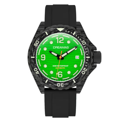 DREAMAS Carbon Fiber Black Warrior Japanese Mechanical Watch Business Watch 500 meters waterproof D0382G10