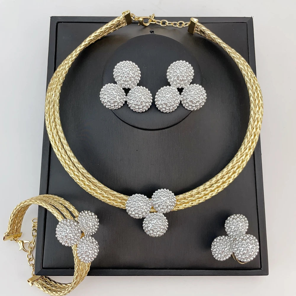 Brazilian Bold Necklace Luxury African Bridal Jewelry Set for Women
