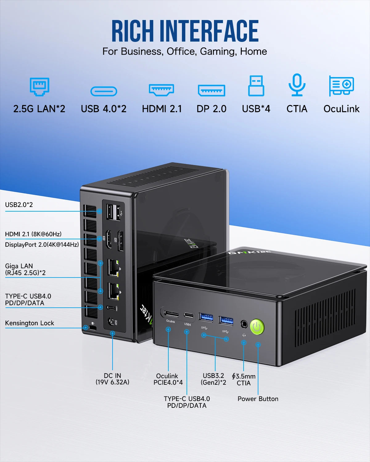 GMKtec K8 Plus Mini PC – AMD Ryzen 7 8845HS, DDR5, Oculink, Windows 11 Pro