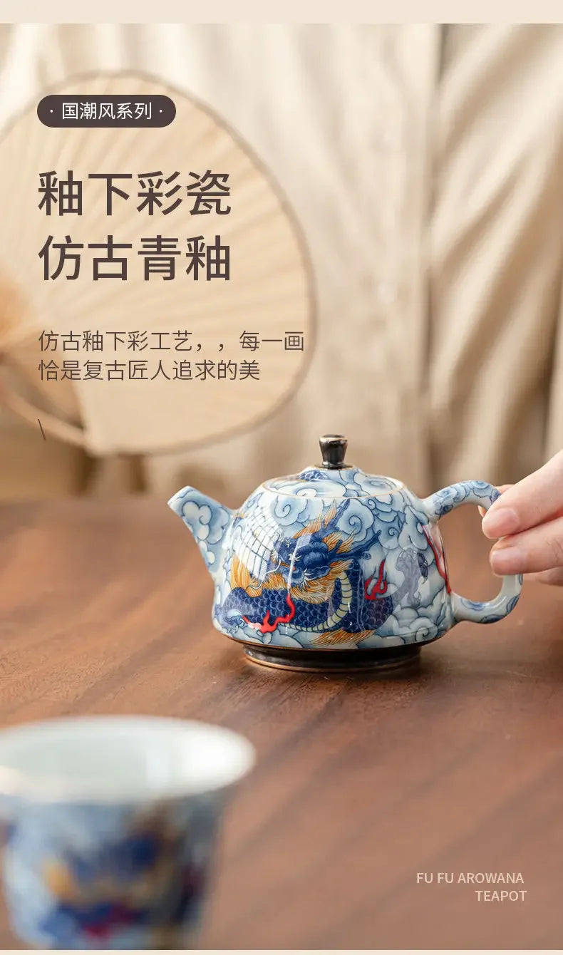 Chinese Underglaze Color Ceramic Teapot Tea Gift Customized Tea Infuser Tea Pot