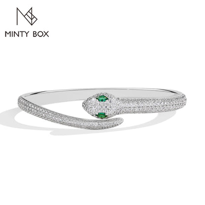 MINTYBOX Snake S925 Silver Moissanite Bracelets for Women Lab Diamond 16-19cm 18k Gold Plated Wedding Luxury Fine Jewelry Gift