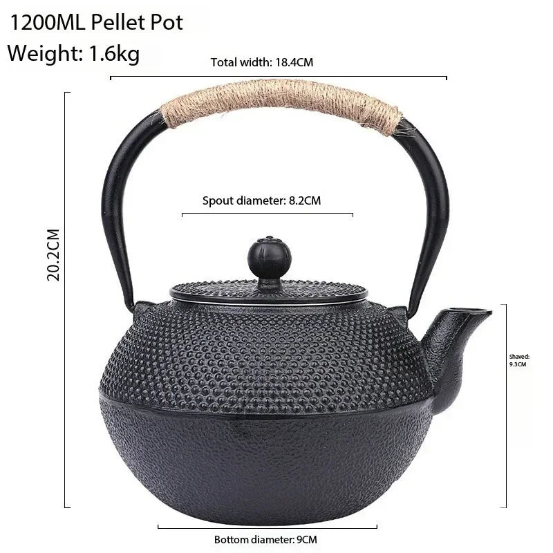 Iron Teapot Handmade Antique Cast Japanese Style Tea Kettle for Boiling Water Accessory Set Charcoal Stove Kitchen Teaware Set
