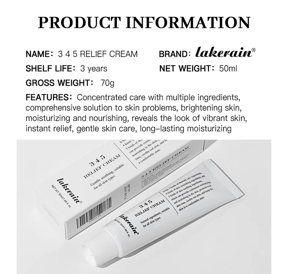 345 Relief Cream Address Blemishes Nourish Skin And Provide Moisturizing And Calming  Lifting Beauty Moisturizer Korean Product