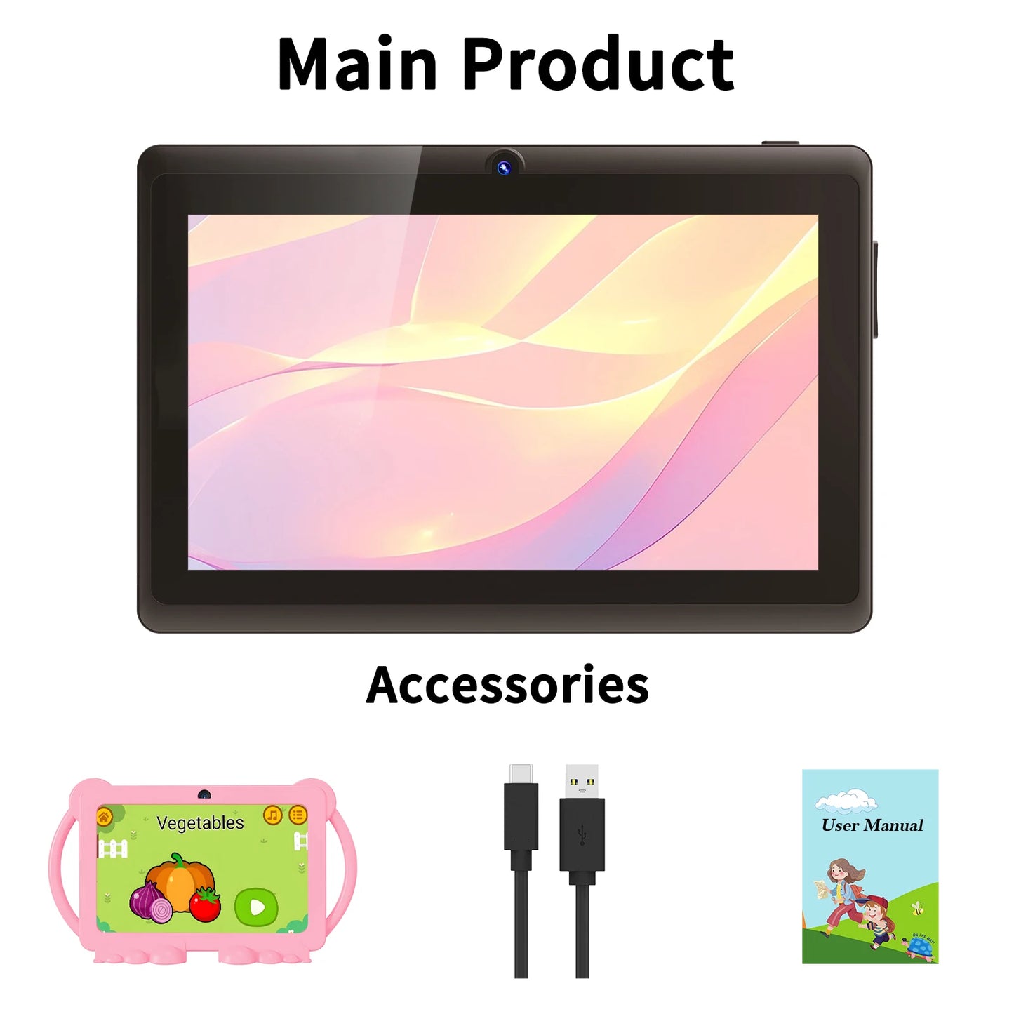 Relndoo 7 Inch Kid Tablet Android 13, 6GB(3+3 expanded) RAM 32GB ROM, WiFi, Dual Camera, IPS Screen, Kids Game Learning Tablets