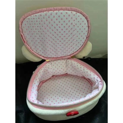 New Cute Rilakkuma Bear Girl Plush Elliptical Stereoscopic Makeup Bag Portable Storage Bag Cute Cartoon Easy Bear Bear Storage W