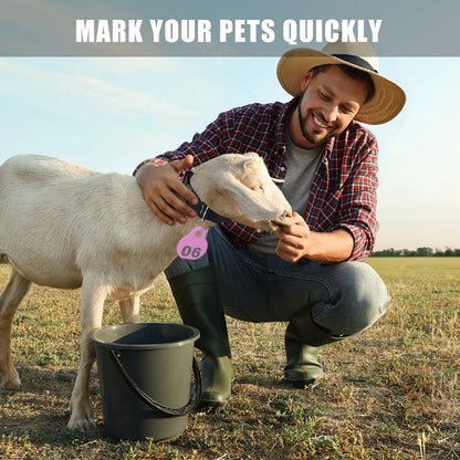 Adjustable Nylon Collar Pet Livestock Hang Tag with Double-sided Serial Number for Farm Livestock Animal Pet Goat Sheep 28 Pcs