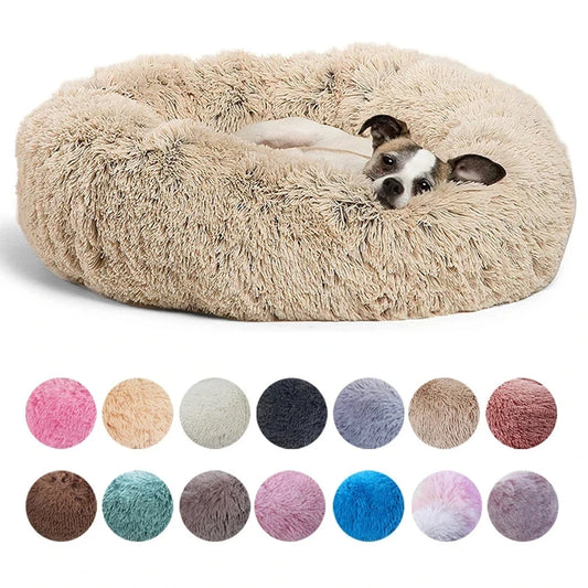 Plush Warm Round Large Dog Bed Winter Soft Puppy House Medium Cat Sofa Sleeping Bed Elastic Small Dog Kennel Nest Accessories