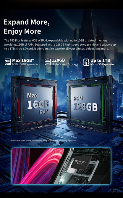 Teclast T60 Plus 12" Tablet 90Hz 2K Display Android 14 Max 16GB RAM 128GB ROM MTK G88 Octa-Core 8000mAh Widevine L1 4G LTE GPS