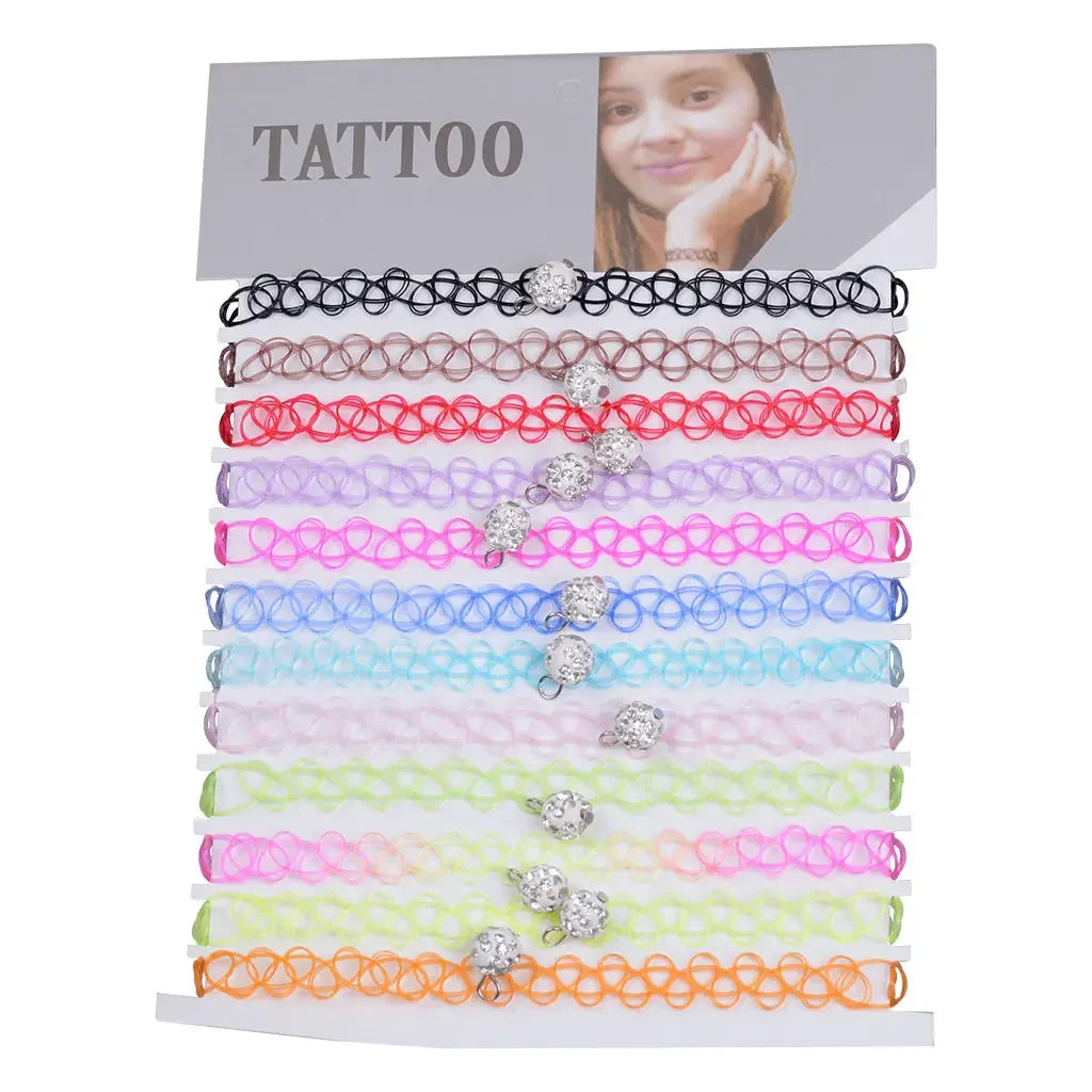 JUCHAO New Collares Vintage Stretch Tattoo Choker Necklaces For Women Girl Charm Gothic Elastic Necklace Female Wedding Gift
