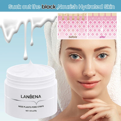LANBENA Blackhead Remover Peel Off Mask Aloe Vera Extract Oil Control Nose Mask with 180pcs Cleanses for Deep Clean Hydrating