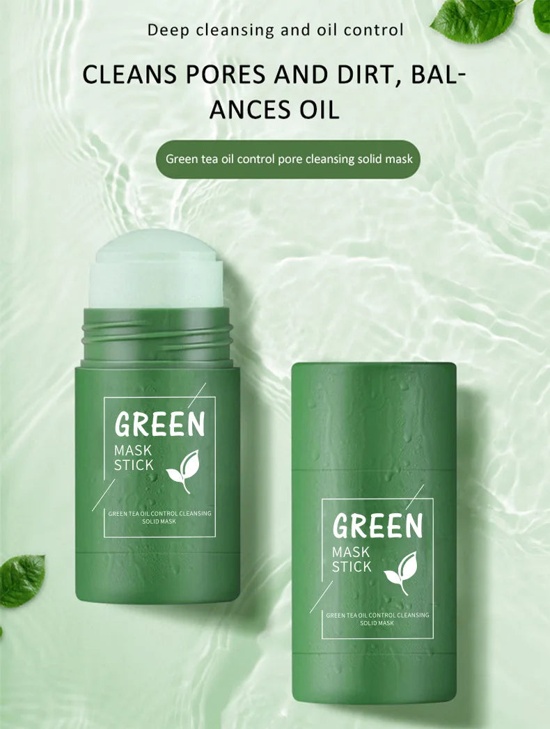 Green Tea Solid Mask Deep Cleansing Pores Shrinking Remove Blackhead Anti Acne Blemish Refreshing Mud Mask Brightening Skin Care