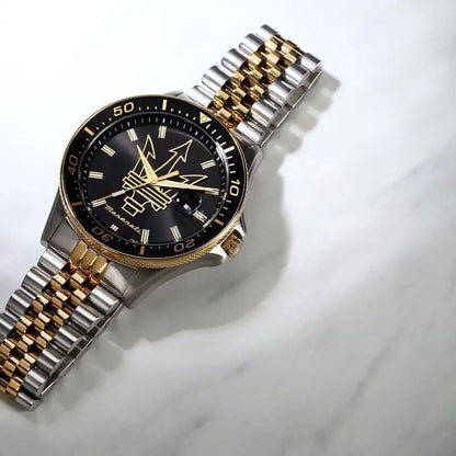 Original Maserati watches men's luxury fashion trends in Europe and America Shi Ying watches luminous gold steel strap.
