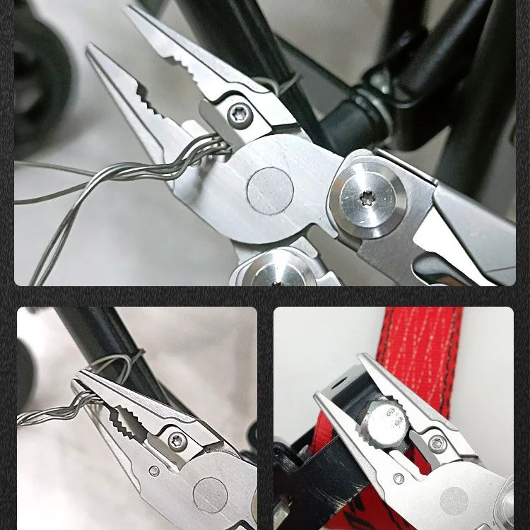 TRALOW Multi Functional Tool Pliers 28 in 1 Stainless Steel Foldable with Thread Cutter Knife Saw Screwdriver for Camping Repair