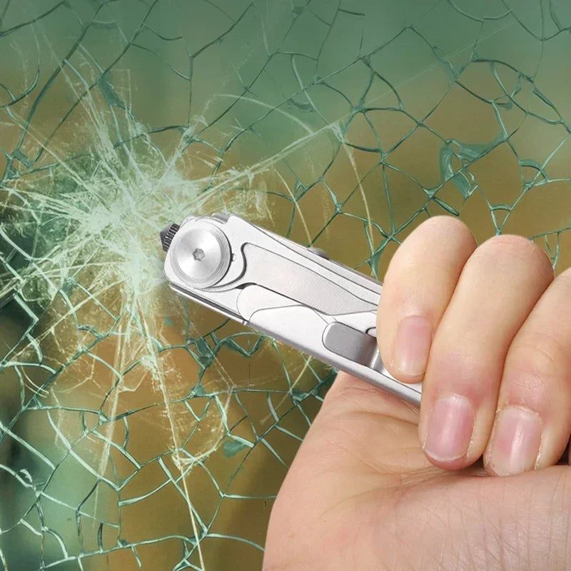 8-in-1 Fordable Pocket Multitool Knife Stainless Steel Multifunctional Saw Scissors Can&Bottle Opener Wire Stripper Glass Breake