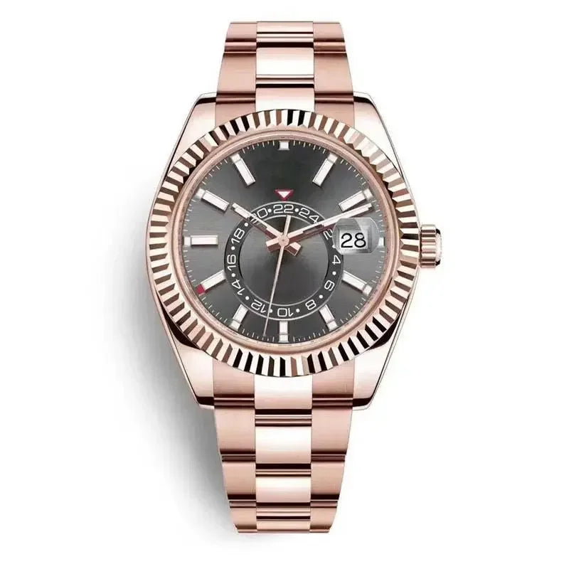 Men Watches Waterproof Dual Time Zone Luxury 904L Stainless Steel Watches Automatic Mechanical Sweep Movement Male Wristwatches
