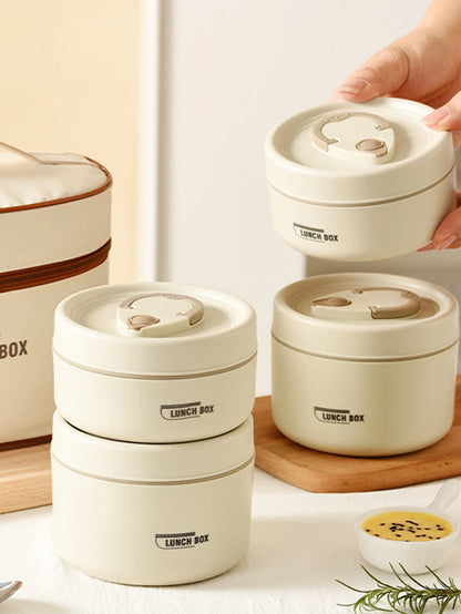 1/2/3/4pcs Portable Insulated Food Lunch Container Set with Thermal Lunch Box Separate Stackable Lunch Container for Adult Kids