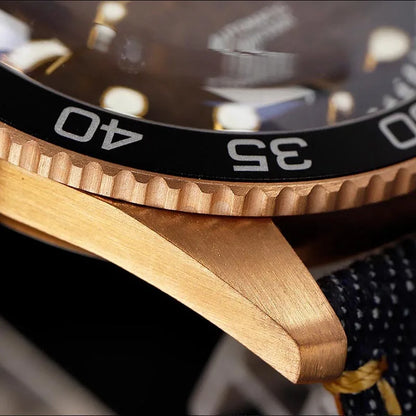 SH Bronze Watches Business Simple Men Mechanical Watch Horween Leather Strap Unique Denim Relojes Luminous 100m Waterproof CUSN6