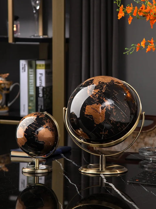 Creative metal rotating globe artwork, suitable for children classroom education learning living room office desktop decoration