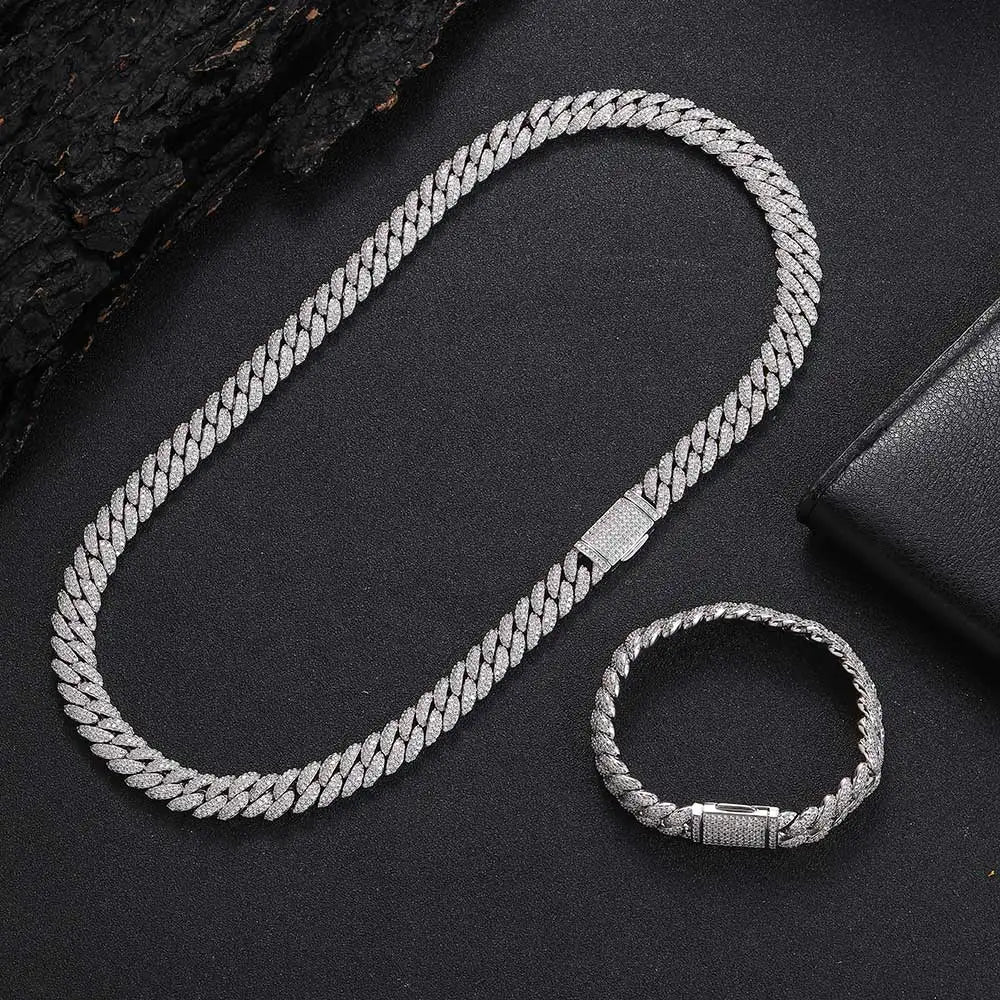 10mm Hip Hop Cubic Zircon CZ Iced Out Bubbles Cuban Link Chain Necklace For Women Jewelry Birthday Gift