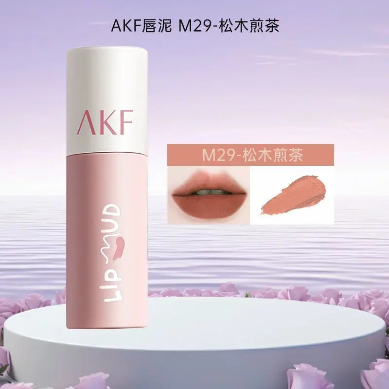 AKF Lip Mud Matte Velvet Soft Mist Lipstick Moisturizing Longlasting High Pigmented Lip Tint Lip Glaze Cosmetics Makeup
