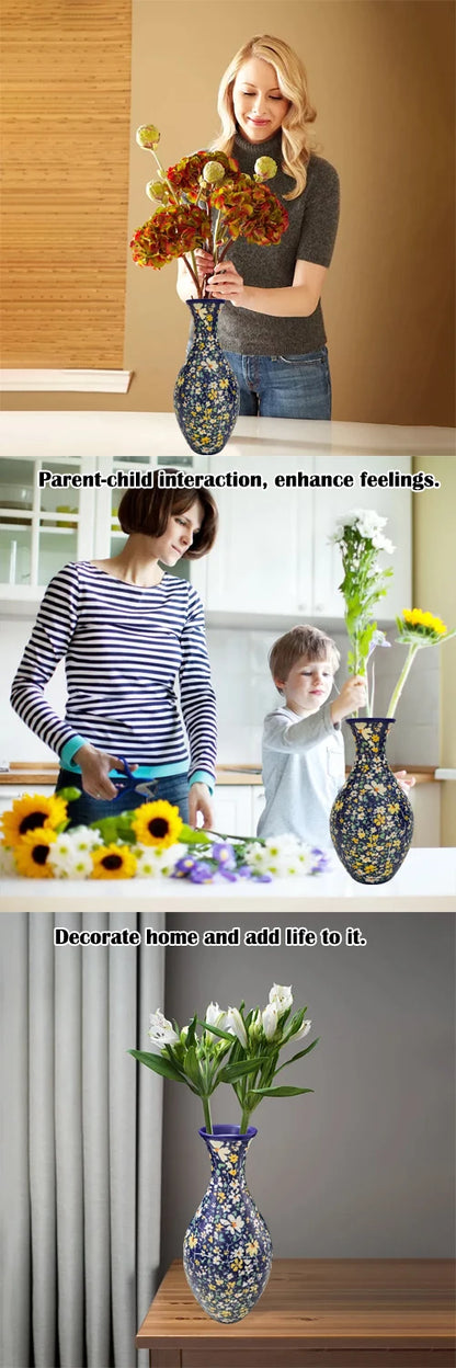 Puzzle  Blue and White Porcelain Design Made Plastic Home Decoration and Flower Arrangement Housewarming Kids Toys Xmas Gifts