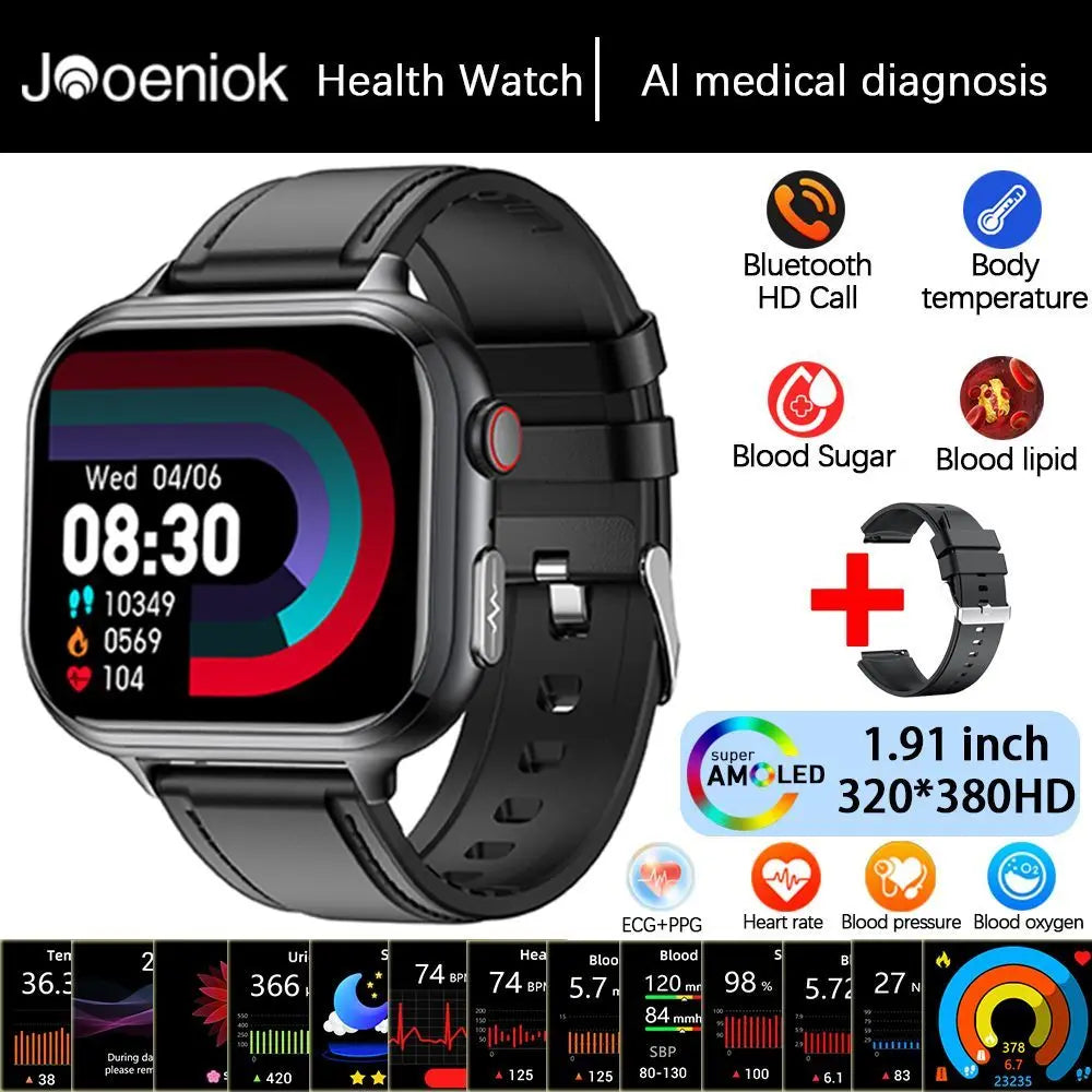 2025 Medical Grade ECG+PPG Smart Watch – Blood Sugar & Health Monitor