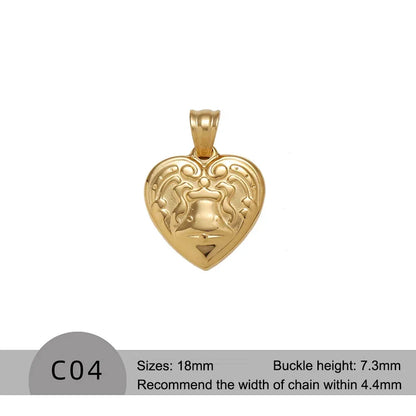 RHYOSNG Vintage Jewelery Stainless Steel 18K PVD Plated Golden Charm Round Portrait Key Moon Only Pendant For Women DIY Necklace